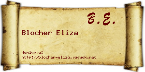 Blocher Eliza névjegykártya
